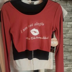 Red long sleeve crop top